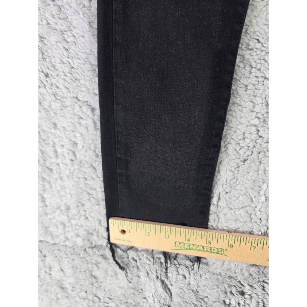 Levis 721 High Rise Skinny Jeans Womens 27 Black Distressed Ripped Raw Hem Denim - Picture 9 of 13